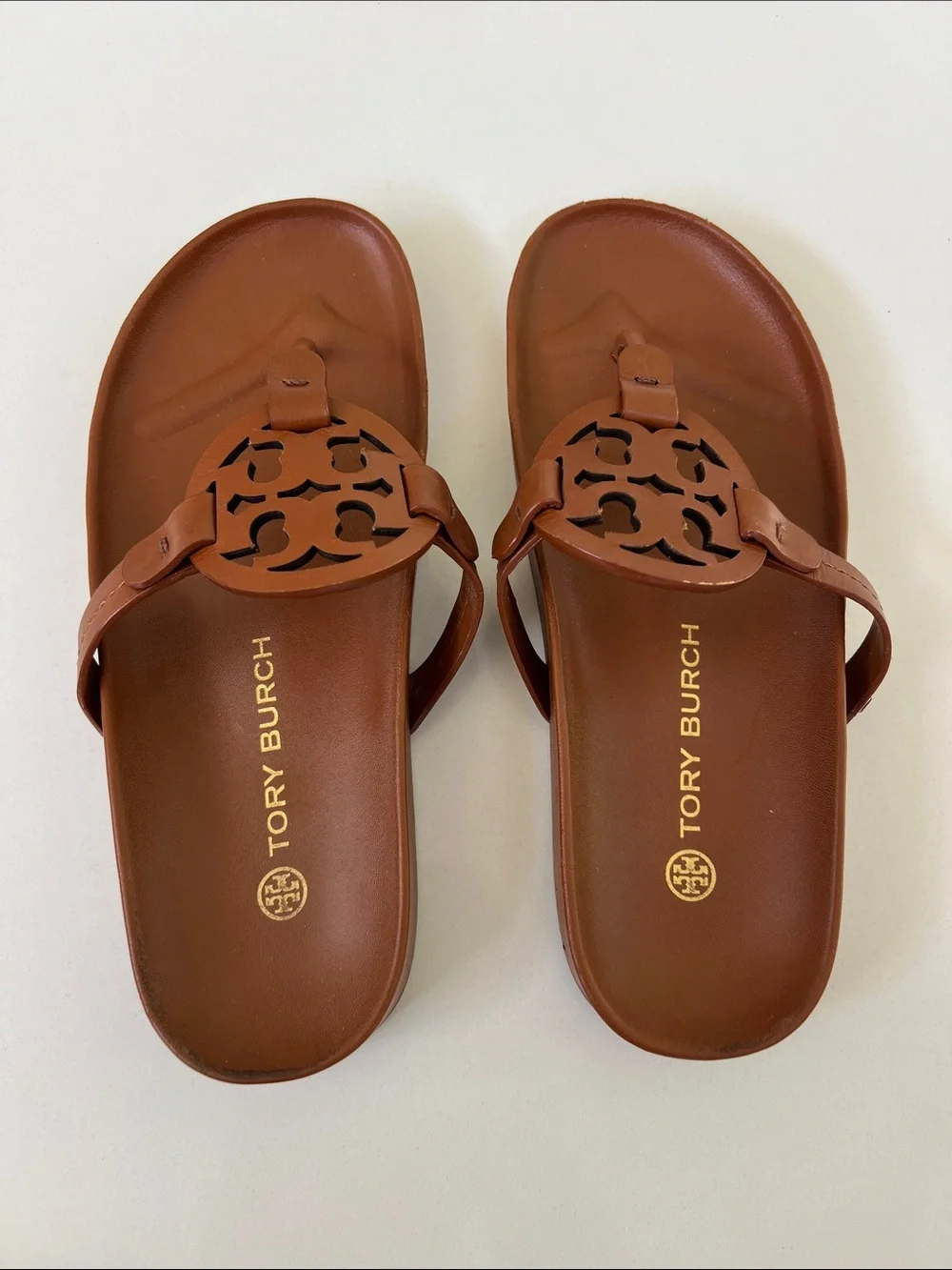 Tory Burch miller cloud nappa leather bourbon miele sandals size 7.5